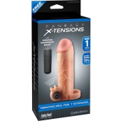 Телесная вибронасадка с кольцом  Vibrating Real Feel 1 Extension - 14 см. - Pipedream - в Липецке купить с доставкой