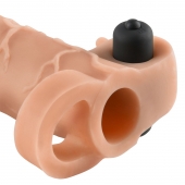 Телесная вибронасадка с кольцом Vibrating Real Feel 2 Extension - 16 см. - Pipedream - в Липецке купить с доставкой