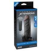 Чёрная вибронасадка с кольцом Vibrating Real Feel 2 Extension - 16 см. - Pipedream - в Липецке купить с доставкой