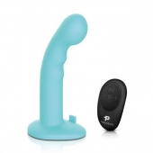 Голубая изогнутая насадка 6in Remote Control Ripple P-Spot G-Spot на черных трусиках - 16 см. - Pegasus - купить с доставкой в Липецке