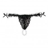 Черные трусики со стимулирующими бусинами и массажным гелем Sliding Gel Strawberry в комплекте - INTT купить с доставкой