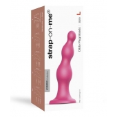Розовая насадка Strap-On-Me Dildo Plug Beads size L - Strap-on-me - купить с доставкой в Липецке