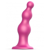Розовая насадка Strap-On-Me Dildo Plug Beads size L - Strap-on-me - купить с доставкой в Липецке