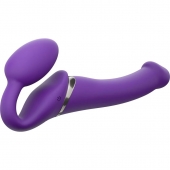 Фиолетовый безремневой вибрострапон Silicone Bendable Strap-On - size M - Strap-on-me - купить с доставкой в Липецке