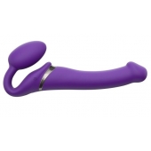 Фиолетовый безремневой вибрострапон Silicone Bendable Strap-On - size M - Strap-on-me - купить с доставкой в Липецке