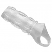 Насадка на пенис с кольцом для мошонки Clear Sensations Enhancer Sex Sleeve - 11,5 см. - XR Brands - в Липецке купить с доставкой