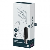 Черный мастурбатор с вибрацией Power Masturbator - Satisfyer - в Липецке купить с доставкой