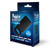 Черная открытая насадка на пенис с кольцом для мошонки XXXL-size - 9,9 см. - Sex Expert - в Липецке купить с доставкой