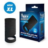Черная открытая насадка на пенис с кольцом для мошонки XL-size - 8,9 см. - Sex Expert - в Липецке купить с доставкой