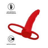 Красная насадка на пенис для двойного проникновения Black Red - 16,5 см. - ToyFa - купить с доставкой в Липецке