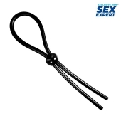 Черное силиконовое лассо с шариком для утяжки - Sex Expert - в Липецке купить с доставкой