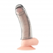 Текстурированная насадка на пенис Clear Textured Penis Enhancing Sleeve Extension - 16,5 см. - BlueLine - в Липецке купить с доставкой