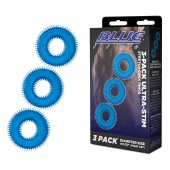 Комплект из трех голубых колец для эрекции 3-Pack Ultra-Stim Stretch Cock Rings - BlueLine - в Липецке купить с доставкой