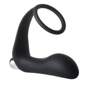 Черное эрекционное кольцо с вибропробкой Vibrating Anal Plug With Cockring - Dream Toys - в Липецке купить с доставкой