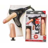 Телесный страпон Harness LESBI с вагинальной пробкой - 16,5 см. - LOVETOY (А-Полимер) - купить с доставкой в Липецке