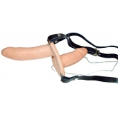 Телесный женский страпон с вагинальной пробкой Strap-On Duo - 15 см. - Orion - купить с доставкой в Липецке