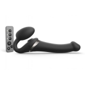 Черный безремневой страпон Multi Orgasm Size M с клиторальной стимуляцией - Strap-on-me - купить с доставкой в Липецке