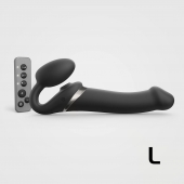 Черный безремневой страпон Multi Orgasm Size L с клиторальной стимуляцией - Strap-on-me - купить с доставкой в Липецке