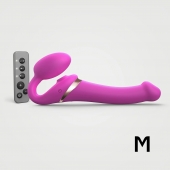 Ярко-розовый безремневой страпон Multi Orgasm Size M с клиторальной стимуляцией - Strap-on-me - купить с доставкой в Липецке