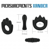 Черное эрекционное кольцо с массажными гребнями Rooster Xander - Velv or - в Липецке купить с доставкой