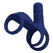 Синяя вибронасадка на пенис Vibrating Penis Sling - Baile - в Липецке купить с доставкой