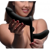 Черный вибрострапон Double Take 10X Double Penetration Vibrating Strap-on Harness - XR Brands - купить с доставкой в Липецке
