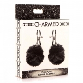 Зажимы для сосков с черным помпонами Pom Pom Nipple Clamps - XR Brands - купить с доставкой в Липецке