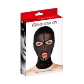 Черная сетчатая маска на голову с отверстиями для глаз и рта - Fetish Tentation - купить с доставкой в Липецке