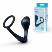Черное эрекционное кольцо со стимулятором простаты Ringer Cock Ring   Plug - b-Vibe - в Липецке купить с доставкой