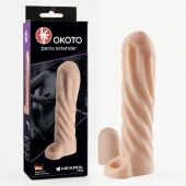 Телесная насадка-удлинитель Okoto со спиралевидным рельефом - 16 см. - Sitabella - в Липецке купить с доставкой
