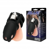 Черная клетка для пениса Silicone Small 2 in Cock Cage With Ball Divider - BlueLine - купить с доставкой в Липецке