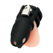 Черная клетка для пениса Silicone Small 2 in Cock Cage With Ball Divider - BlueLine - купить с доставкой в Липецке