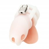 Белая клетка для пениса Silicone Small 2 in Cock Cage With Ball Divider - BlueLine - купить с доставкой в Липецке