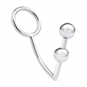 Кольцо на пенис с анальным стимулятором Two Bead Stainless Steel Anal Hook   Cock Ring - BlueLine - в Липецке купить с доставкой