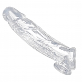 Прозрачная насадка для увеличения члена Realistic Clear Penis Enhancer and Ball Stretcher - 20,3 см. - XR Brands - в Липецке купить с доставкой