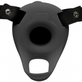 Черный полый страпон с вибрацией 2’’ Erection 28X Smooth Vibrating Silicone Penis Sheath - XR Brands - купить с доставкой в Липецке