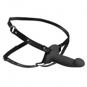 Черный полый страпон с вибрацией 2’’ Erection 28X Smooth Vibrating Silicone Penis Sheath - XR Brands - купить с доставкой в Липецке
