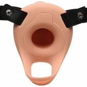 Телесный полый страпон 2  Erection 28X Smooth Vibrating Silicone Penis Sheath - 16 см. - XR Brands - купить с доставкой в Липецке