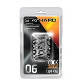 Прозрачная насадка с объёмными чёрточками STAY HARD COCK SLEEVE 06 CLEAR - Blush Novelties - в Липецке купить с доставкой