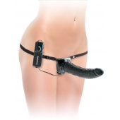Черный страпон с вагинальной пробкой Deluxe Vibrating Penetrix Strap-On - 19 см. - Pipedream - купить с доставкой в Липецке