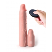 Телесная вибронасадка на член 3  Vibrating Mega X-tension with Remote - 22,9 см. - Pipedream - в Липецке купить с доставкой