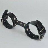Черные кожаные наручники-фиксатор - Sitabella - купить с доставкой в Липецке