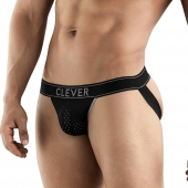 Черные перфорированные трусы-джоки Clever Ambar Jockstrap - Clever Masculine Underwear купить с доставкой