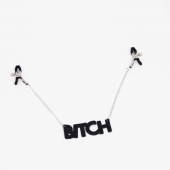 Зажимы на соски с кожаной подвеской Bitch - Crazy Handmade - купить с доставкой в Липецке