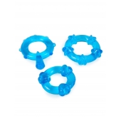 Набор из 3 синих эрекционных колец с различным рельефом - Erowoman-Eroman - в Липецке купить с доставкой