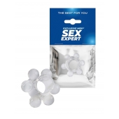 Прозрачное эрекционное кольцо с 6 стимулирующими шариками - Sex Expert - в Липецке купить с доставкой