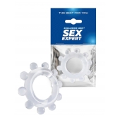 Прозрачное эрекционное кольцо со стимулирующими шариками - Sex Expert - в Липецке купить с доставкой