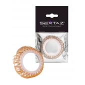 Эрекционное кольцо с бежевыми «ресничками» - Sextaz - в Липецке купить с доставкой