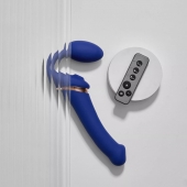 Синий безремневой страпон Multi Orgasm Bendable Strap-On size L с клиторальной стимуляцией - Strap-on-me - купить с доставкой в Липецке