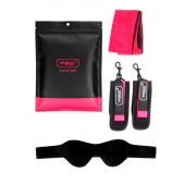 Черно-розовый эротический набор: маска, наручники и повязка - Erokay - купить с доставкой в Липецке